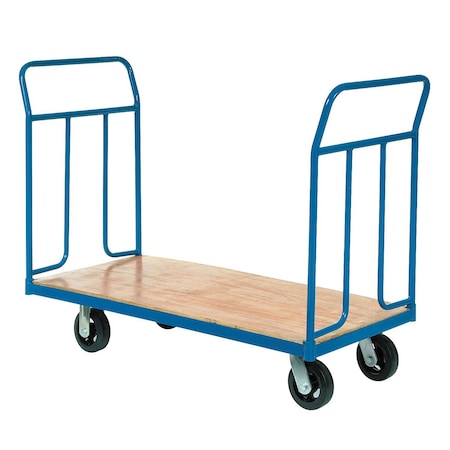 Global Industrial Wood Deck Platform Truck w/Removable Handles, 2400 Lb. Capacity, 8 Mold-On Rubber Wheels 241683